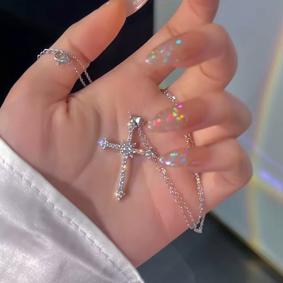 Jewelry - Silver Crystal Cross Necklace